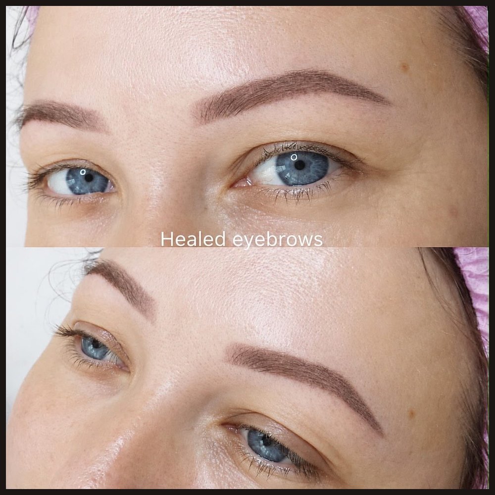 Healed brows after two sessions — the result a year and a half later